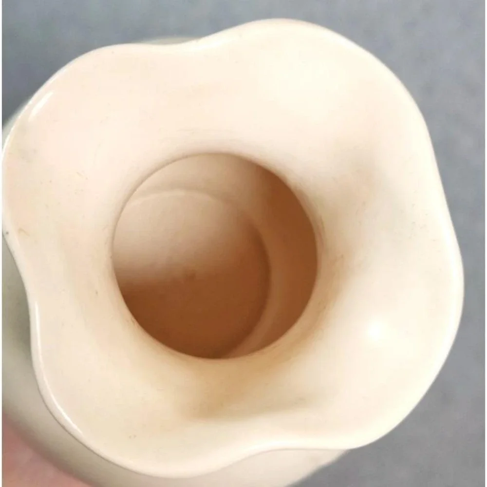 VTG c1940s Red Wing Pottery Vase Magnolia #975 Ivory & Brown Vase 6